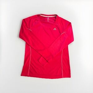 Adidas Womens Running Top Climalite Long Sleeve Pullover Stretch Pink Size Large